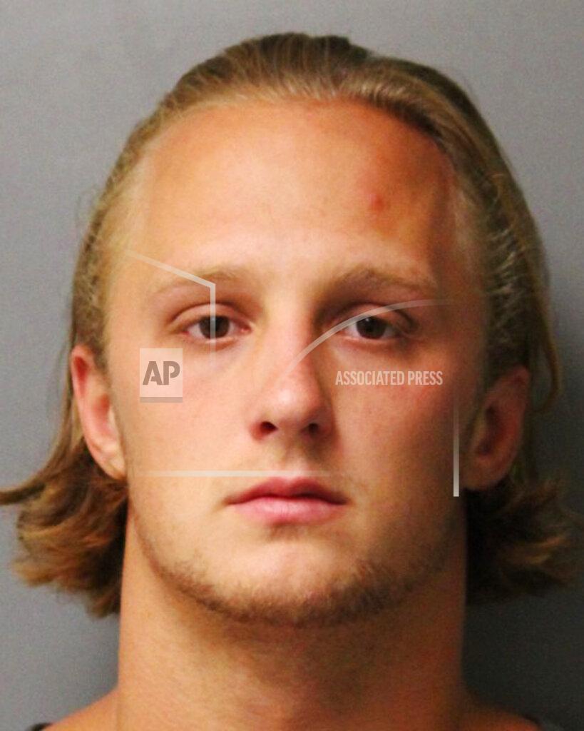 FILE- In this 2018 file photo provided by the Delaware State Police shows Clay Conaway, a former University of Delaware baseball player charged with raping multiple women. Conaway is scheduled to be sentenced, Friday, Dec. 21, 2019 for the 2018 rape of a woman he met online. (Delaware State Police via AP, File)