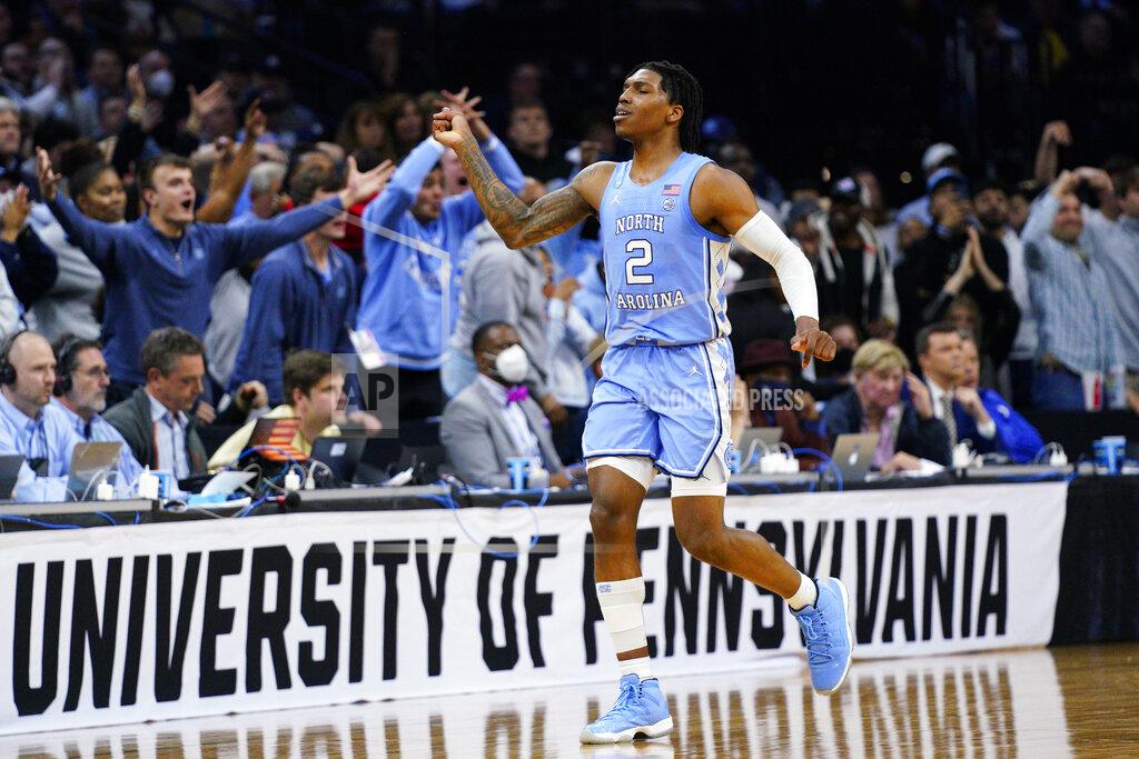 Chris Szagola North Carolina's Caleb Love reacts during the second half of a college basketball game against UCLA in the Sweet 16 round of the NCAA tournament, Friday, March 25, 2022, in Philadelphia. (AP Photo/Chris Szagola)