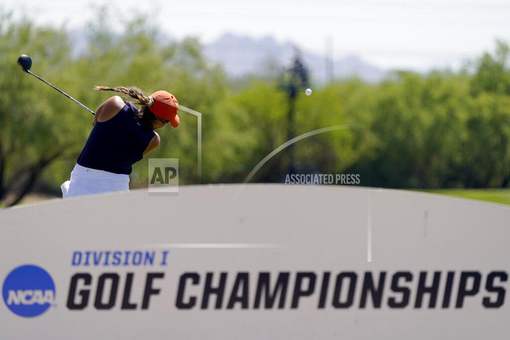 Matt York Auburn golfer Megan Schofill hits from the sixth tee during the NCAA college women's golf championship semifinal at Grayhawk Golf Club, Tuesday, May 24, 2022, in Scottsdale, Ariz. (AP Photo/Matt York)