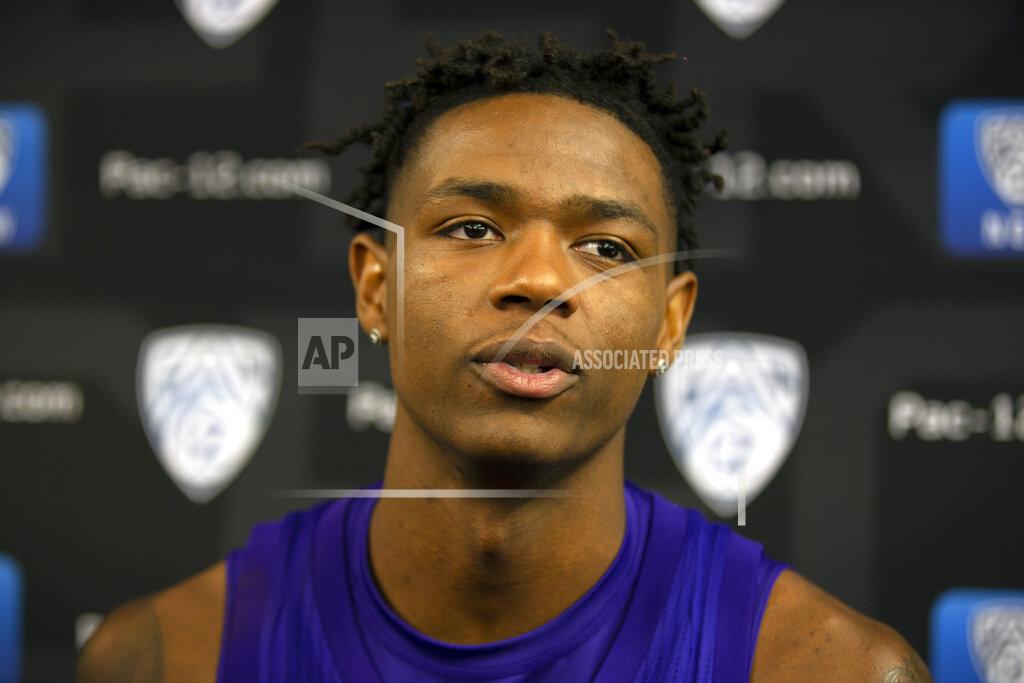 D. Ross Cameron Washington's Nahziah Carter speaks during the Pac-12 NCAA college basketball media day, in San Francisco, Tuesday, Oct. 8, 2019. (AP Photo/D. Ross Cameron)