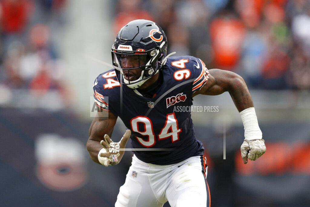 Charles Rex Arbogast FILE - In this Nov. 10, 2019, file photo, Chicago Bears outside linebacker Leonard Floyd plays against the Detroit Lions during the second half of an NFL football game in Chicago. Floyd moved from Chicago to Los Angeles for the chance to realize his full potential as a pass rusher with the Rams. (AP Photo/Charles Rex Arbogast, FIle)