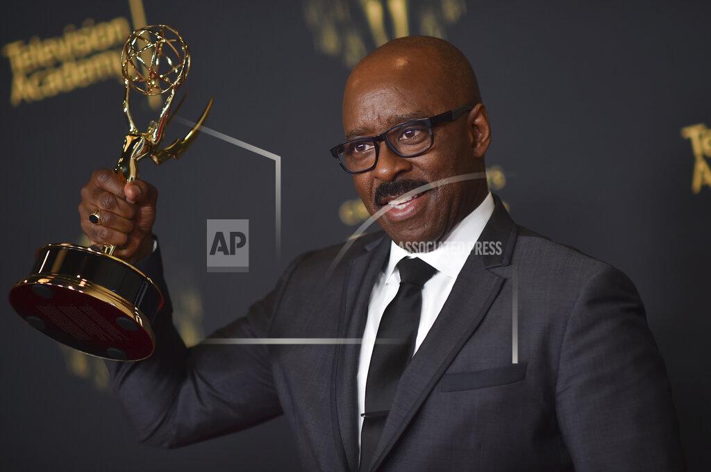 Richard Shotwell Courtney B. Vance poses with the award for outstanding guest actor in a drama series for "Lovecraft Country" on night two of the Creative Arts Emmy Awards on Sunday, Sept. 12, 2021, in Los Angeles. (Photo by Richard Shotwell/Invision/AP)