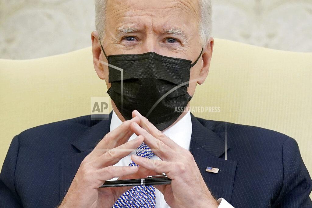 Patrick Semansky FILE - In this April 12, 2021, file photo President Joe Biden speaks during a meeting with lawmakers to discuss the American Jobs Plan in the Oval Office of the White House in Washington. (AP Photo/Patrick Semansky, File)