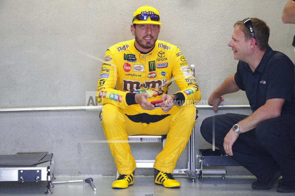 Michael Conroy NASCAR Xfinity Series driver Kyle Busch sits in the garage area during the NASCAR Xfinity auto racing practice at Indianapolis Motor Speedway, Friday, Sept. 6, 2019 in Indianapolis. (AP Photo/Michael Conroy)