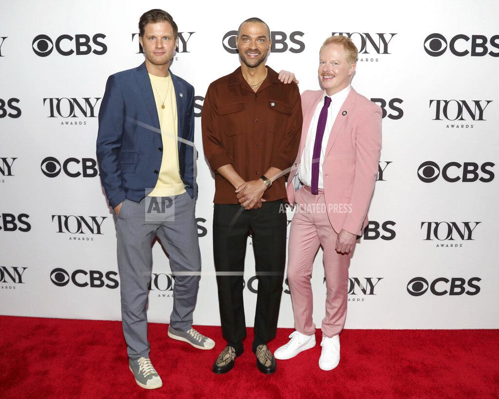 Greg Allen Michael Oberholtzer, from left, Jesse Williams and Jesse Tyler Ferguson attend the Tony Awards: Meet The Nominees media day at the Sofitel New York on Thursday, May 12, 2022, in New York. (Photo by Greg Allen/Invision/AP)