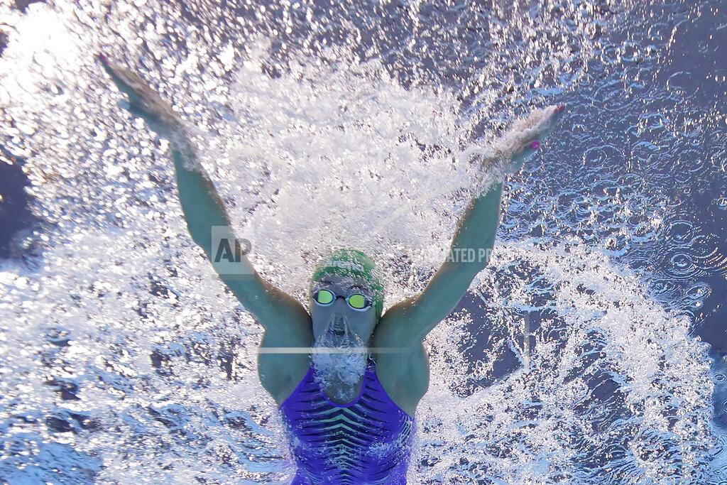 David J. Phillip South Africa's Tatjana Schoenmaker competes in a 100-meter breaststroke semifinal at the 2020 Summer Olympics, Monday, July 26, 2021, in Tokyo. (AP Photo/David J. Phillip)