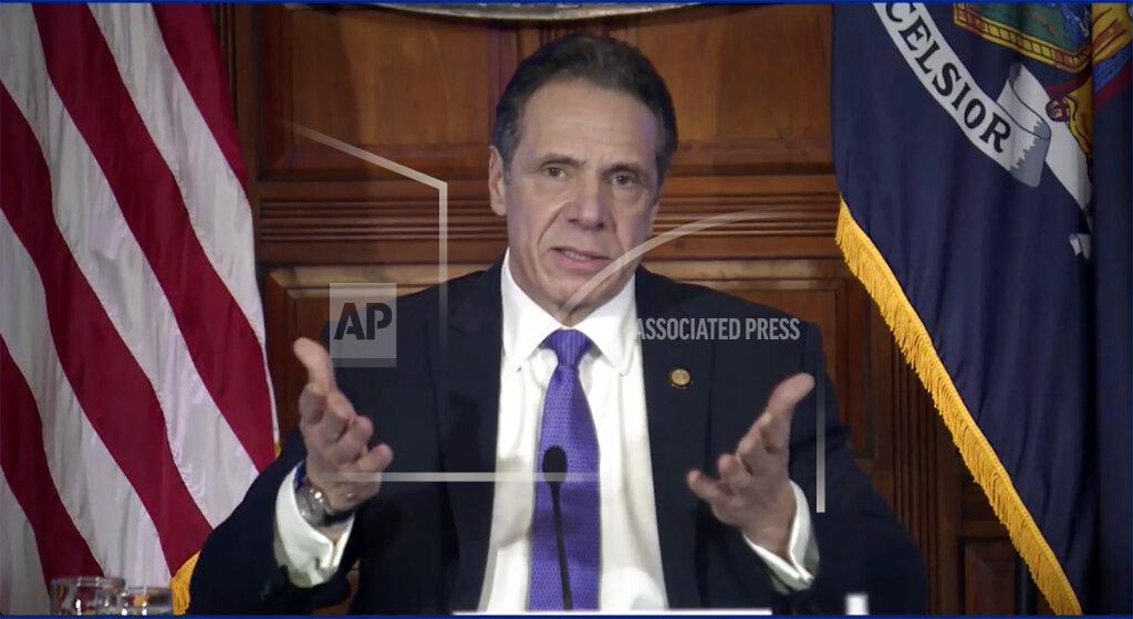 In this image taken from video from the Office of the NY Governor, New York Gov. Andrew Cuomo speaks during a news conference, Wednesday, March 3, 2021, in Albany, N.Y. (Office of the NY Governor via AP)