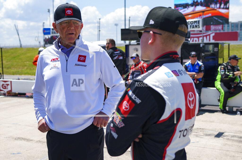 Chris Szagola FILE - Joe Gibbs, left, talks things over with his grandson, Ty Gibbs, right, prior to a NASCAR Xfinity Series auto race at Dover International Speedway, Saturday, May 15, 2021, in Dover, Del. A week off might have been just what Ty Gibbs needed after consecutive races drew criticism for his aggressive driving and then a post-race fight with a rival. Now the 19-year-old grandson of Joe Gibbs heads to Talladega Superspeedway hoping to clear the slate. (AP Photo/Chris Szagola, File)