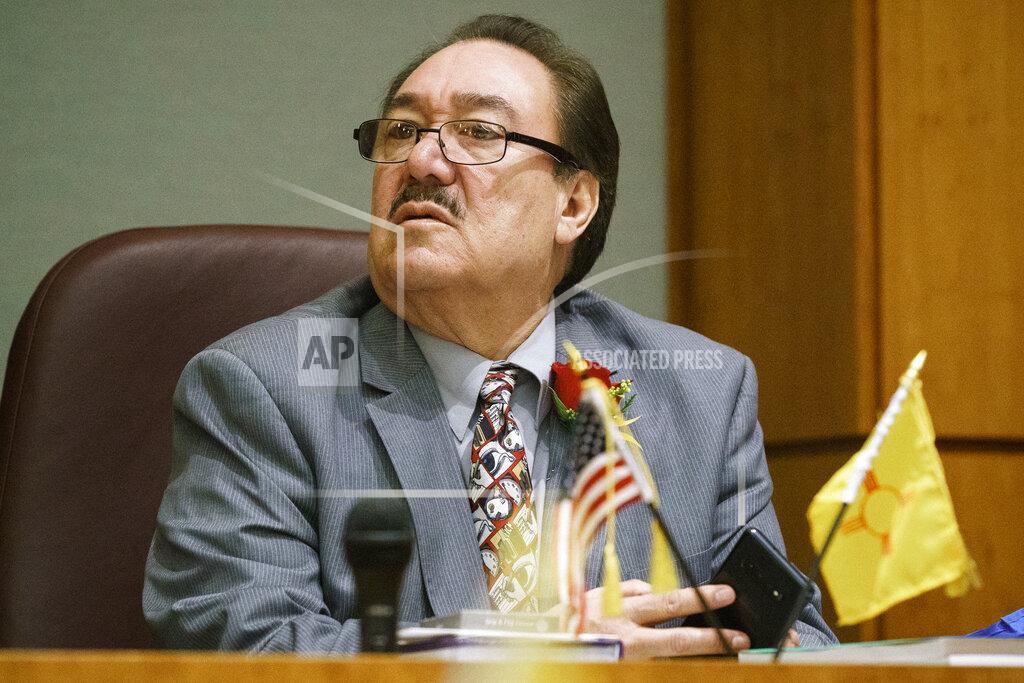 Sen. Richard Martinez listens during the first day of the 2020 New Mexico Legislative session in Santa Fe, N.M. on Tuesday, Jan. 21, 2020. (AP Photo/Craig Fritz)