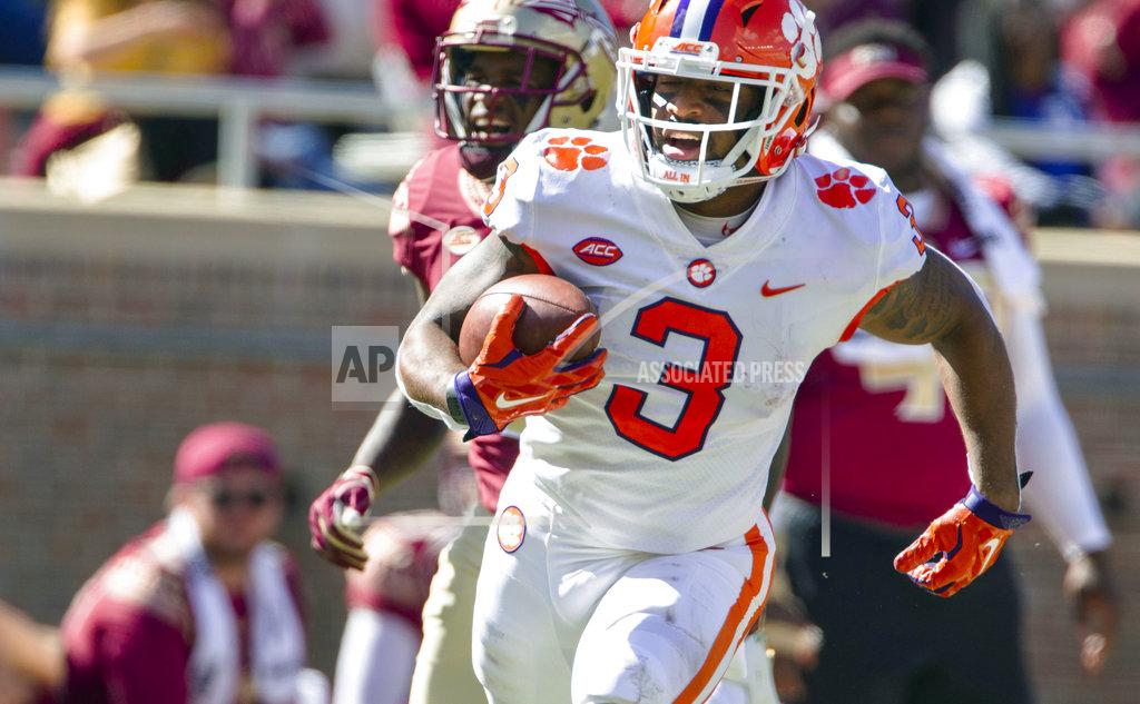 Mark Wallheiser Clemson wide receiver Amari Rogers makes a 68 yard reception and run for a touchdown in the second half of an NCAA college football game against Florida State in Tallahassee, Fla., Saturday, Oct.27, 2018. Clemson defeated Florida State 59-10. (AP Photo/Mark Wallheiser)