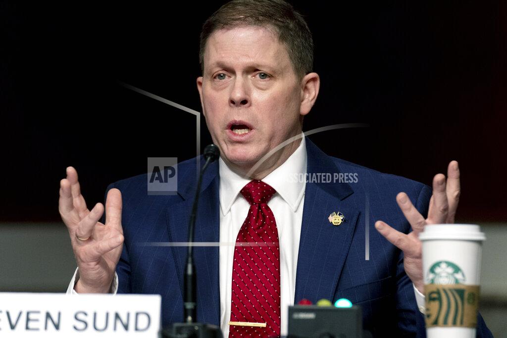 Andrew Harnik Former U.S. Capitol Police Chief Steven Sund testifies before a Senate Homeland Security and Governmental Affairs & Senate Rules and Administration joint hearing on Capitol Hill, Washington, Tuesday, Feb. 23, 2021, to examine the January 6th attack on the Capitol. (AP Photo/Andrew Harnik, Pool)
