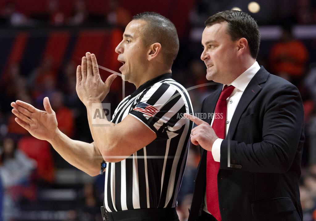 Stephen Haas Indiana coach Archie Miller questions a call during the first half of the team's NCAA college basketball game against Illinois in Champaign, Ill., Thursday, March 7, 2019. (AP Photo/Stephen Haas)