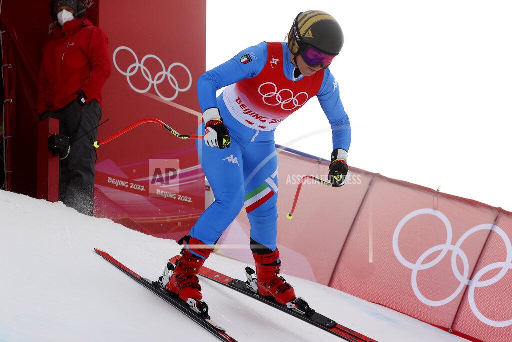 Alessandro Trovati Sofia Goggia of Italy starts women's downhill training at the 2022 Winter Olympics, Saturday, Feb. 12, 2022, in the Yanqing district of Beijing. (AP Photo/Alessandro Trovati)