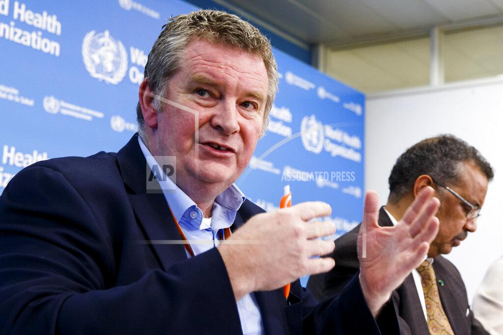 Salvatore Di Nolfi FILE - In this Wednesday, Feb. 5, 2020 file photo, Dr. Michael Ryan, executive director of the World Health Organization's Health Emergencies program, speaks during a news conference at the WHO headquarters in Geneva, Switzerland. At right is WHO Director-General Tedros Adhanom Ghebreyesus. As WHO faces allegations that unnamed staffers were involved in the systemic sexual abuse of women, Tedros has declared he was “outraged,” and Ryan said, “We have no more information than you have.” But an AP investigation has found that senior WHO management was not only informed of specific cases of alleged sexual misconduct in 2019, but was asked how to handle them. (Salvatore Di Nolfi/Keystone via AP)
