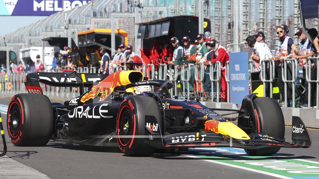 Asanka Brendon Ratnayake Red Bull driver Max Verstappen of the Netherlands steers his car down pit lane during the first practice session for the Australian Formula One Grand Prix in Melbourne, Australia, Friday, April 8, 2022. (AP Photo/Asanka Brendon Ratnayake)