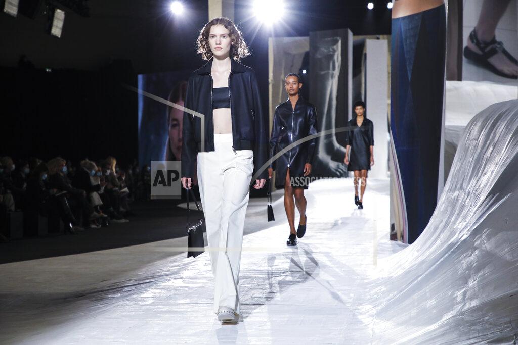 Vianney Le Caer Models wear creations for the Hermes Spring-Summer 2021 fashion collection, Saturday, Oct. 3, 2020, during Paris fashion week. (Photo by Vianney Le Caer/Invision/AP)