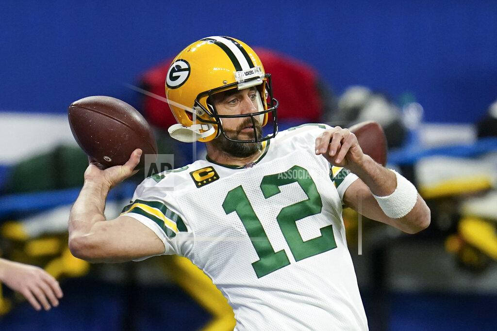 Michael Conroy Green Bay Packers quarterback Aaron Rodgers throws before an NFL football game against the Indianapolis Colts, Sunday, Nov. 22, 2020, in Indianapolis. (AP Photo/Michael Conroy)