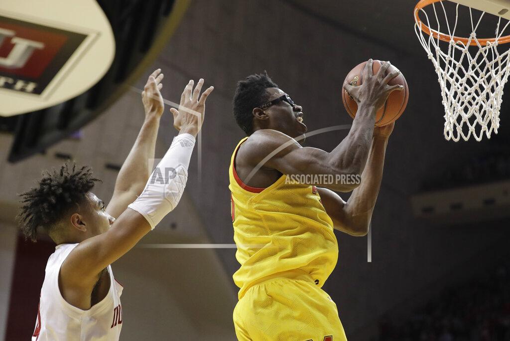 Darron Cummings Maryland's Jalen Smith, right, shoots against Indiana's Trayce Jackson-Davis (4) during the second half of an NCAA college basketball game, Sunday, Jan. 26, 2020, in Bloomington, Ind. (AP Photo/Darron Cummings)