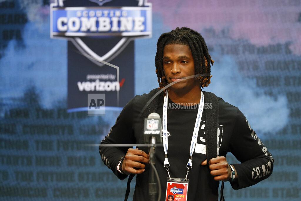 Charlie Neibergall Oklahoma wide receiver Ceedee Lamb speaks during a press conference at the NFL football scouting combine in Indianapolis, Tuesday, Feb. 25, 2020. (AP Photo/Charlie Neibergall)