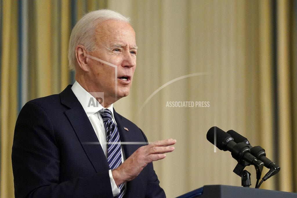 Patrick Semansky President Joe Biden speaks about the COVID-19 relief package in the State Dining Room of the White House, Monday, March 15, 2021, in Washington. (AP Photo/Patrick Semansky)