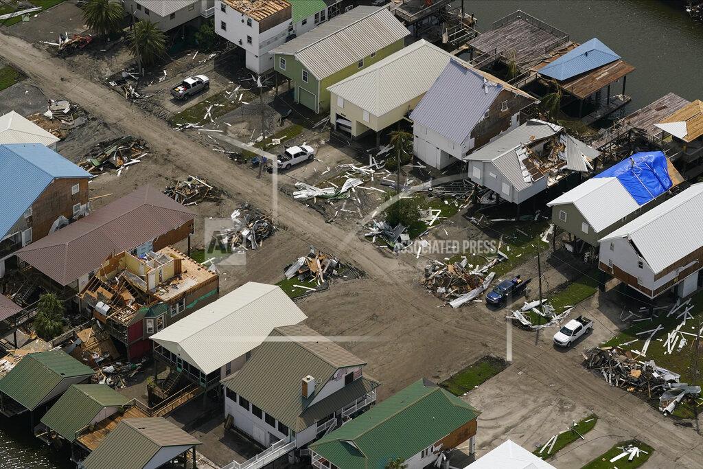 Matt Slocum In this aerial photo, the remains of damaged homes are seen in the aftermath of Hurricane Ida, Monday, Sept. 6, 2021, in Golden Meadow, La. (AP Photo/Matt Slocum)