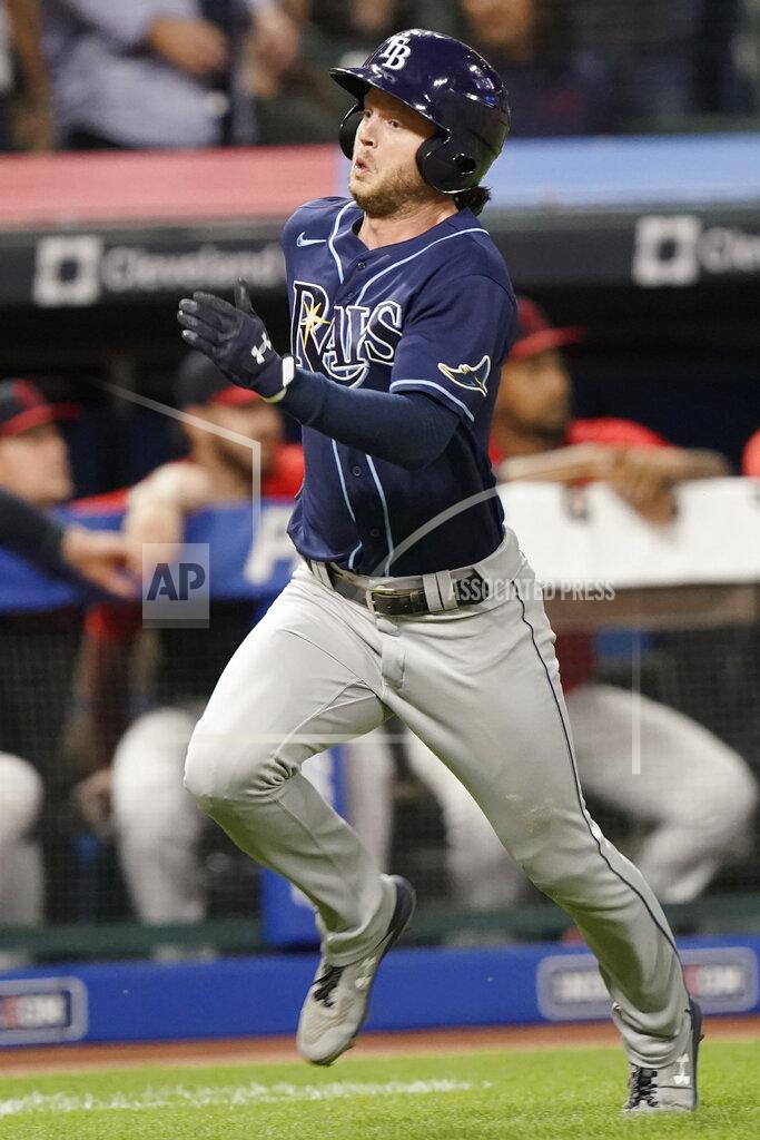 Tony Dejak Tampa Bay Rays' Brett Phillips heads home to score during the ninth inning of the team's baseball game against the Cleveland Indians, Thursday, July 22, 2021, in Cleveland. Tampa won 5-4 in 10 innings. (AP Photo/Tony Dejak)