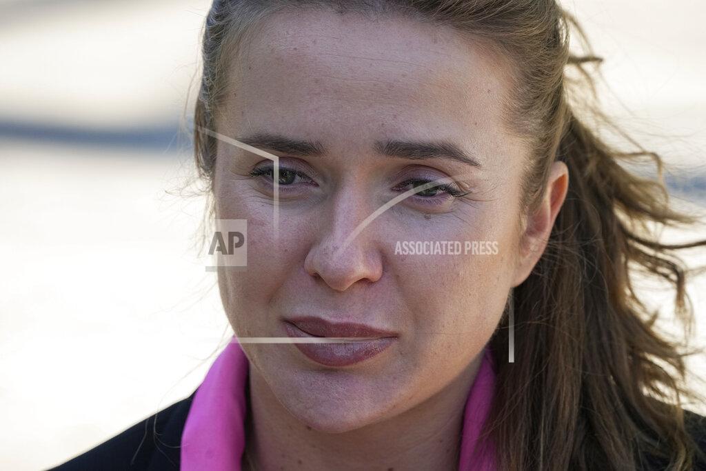 Michel Euler Ukrainian tennis player Elena Svitolina speaks during an interview with The Associated Press in Paris, Wednesday, May 11, 2022. In an emotional interview with The Associated Press Ukrainian tennis player Elena Svitolina saying Russian and Belorussian players should speak up about whether they are against the war and Russia's invasion of Ukraine, and no longer stay silent. (AP Photo/Michel Euler)
