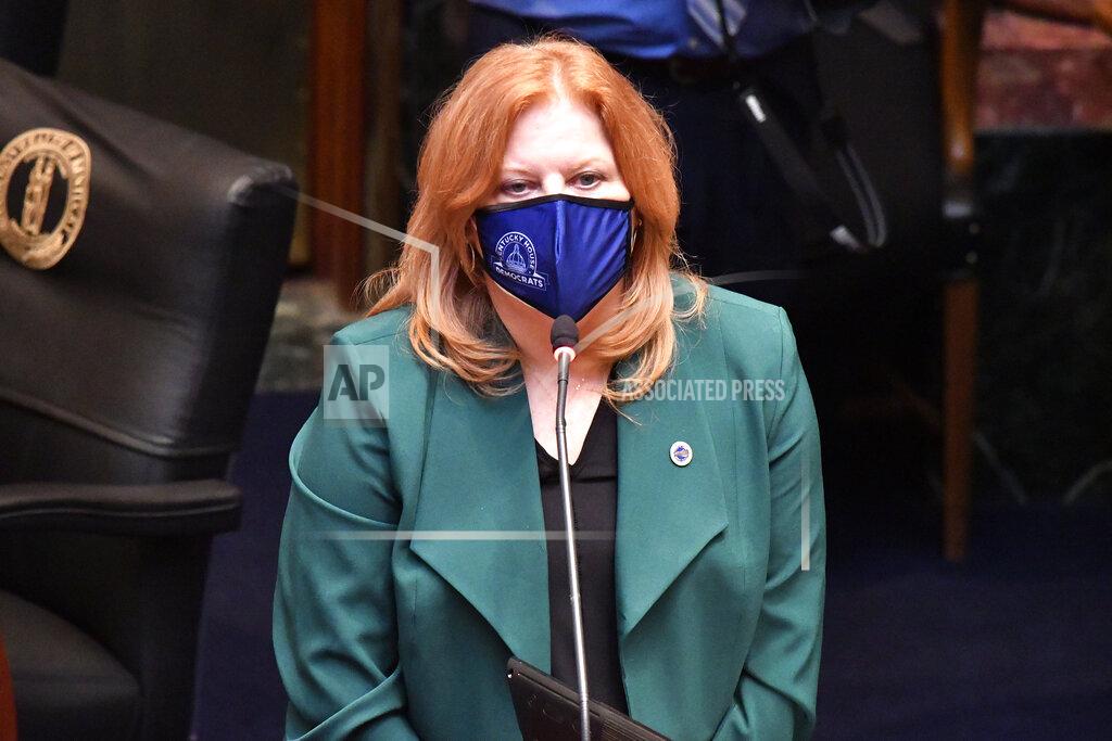 Timothy D. Easley Kentucky Rep. Joni Jenkins speaks to the members of the House during the opening day of the Kentucky State Legislature in Frankfort, Ky., Tuesday, Jan. 5, 2021. (AP Photo/Timothy D. Easley)