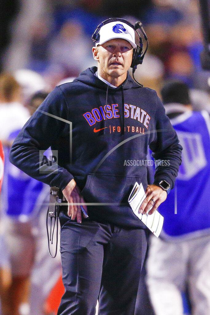 Steve Conner Boise State head coach Bryan Harsin watches a replay on the video board in the second half of an NCAA college football game against Hawaii, Saturday, Oct. 12, 2019, in Boise, Idaho. Boise State won 59-37. (AP Photo/Steve Conner)