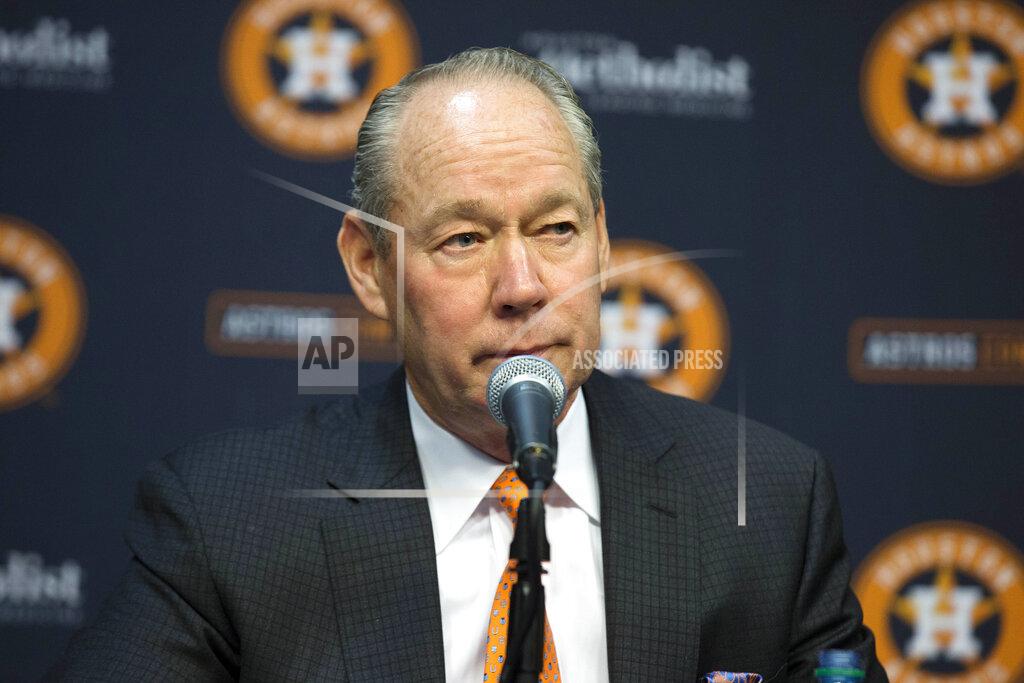 Yi-Chin Lee Houston Astros owner Jim Crane speaks at a news conference in Houston, Monday, Jan. 13, 2020. Crane opened the news conference by saying manager AJ Hinch and general manager Jeff Luhnow were fired for the team's sign-stealing during its run to the 2017 World Series title. (Yi-Chin Lee/Houston Chronicle via AP)