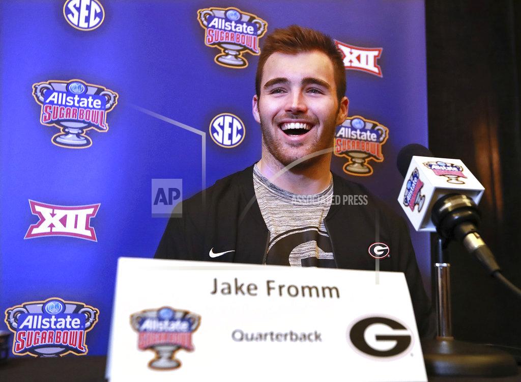 Curtis Compton Georgia's quarterback Jake Fromm takes questions during a news conference for the Sugar Bowl NCAA college football game against Texas on Sunday, Dec 30, 2018, in New Orleans. (Curtis Compton/Atlanta Journal-Constitution via AP)