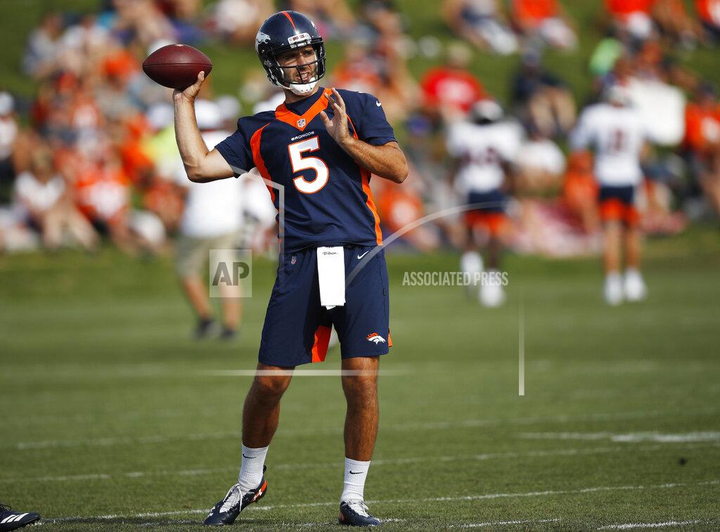 David Zalubowski Denver Broncos quarterback Joe Flacco warms up during an NFL football training camp practice at the team's headquarters Tuesday, July 30, 2019, in Englewood, Colo. (AP Photo/David Zalubowski)