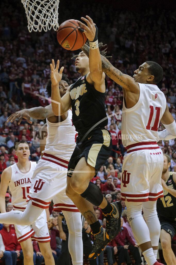 Aj Mast Purdue guard Carsen Edwards (3) tries to shoot as Indiana guard Devonte Green (11) defends during the first half of an NCAA college basketball game in Bloomington, Ind., Tuesday, Feb. 19, 2019. (AP Photo/AJ Mast)