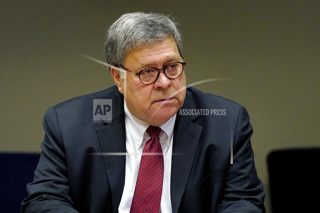 Jeff Roberson Attorney General William Barr meets with members of the St. Louis Police Department in St. Louis. Barr has announced he is resigning. (AP Photo/Jeff Roberson, Pool)