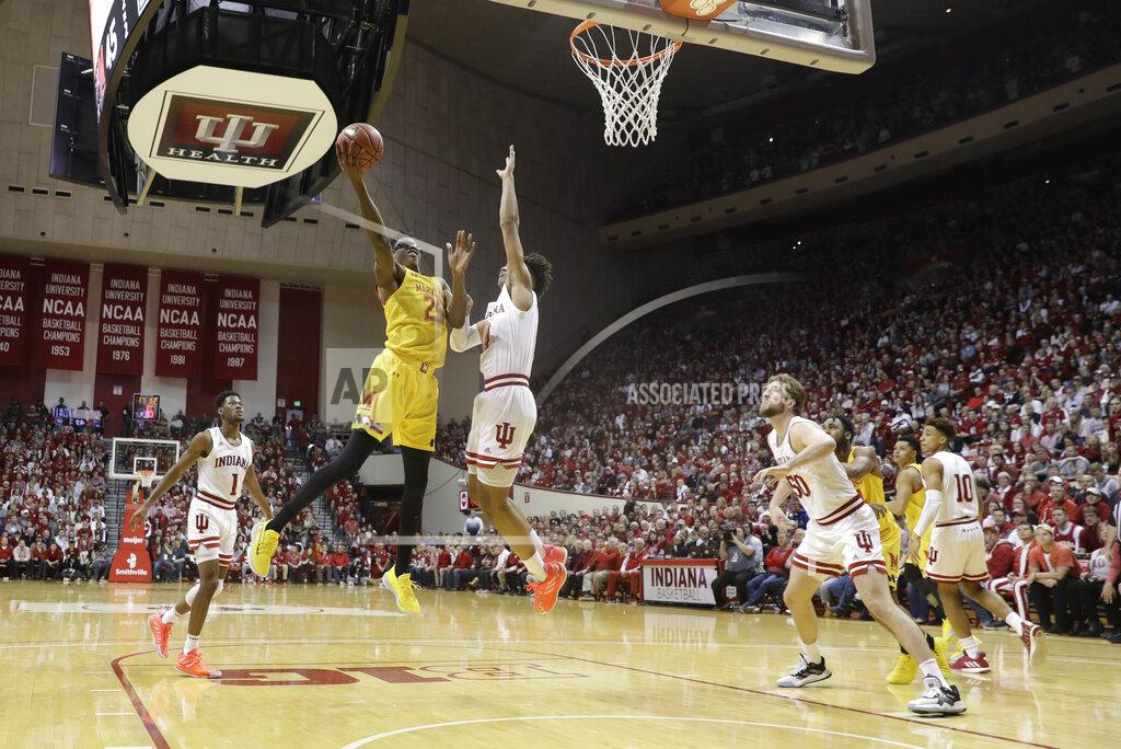 Darron Cummings Maryland's Jalen Smith (25) shoots against Indiana's Trayce Jackson-Davis (4) during the second half of an NCAA college basketball game, Sunday, Jan. 26, 2020, in Bloomington, Ind. (AP Photo/Darron Cummings)