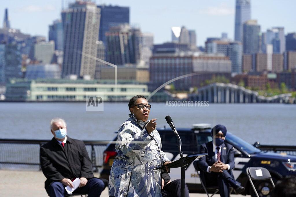 Seth Wenig Housing and Urban Development Secretary Marcia Fudge speaks during a news conference in Hoboken, N.J., Thursday, May 6, 2021. More than eight years after Superstorm Sandy overwhelmed the New York City area, Hoboken is breaking ground on a flood resiliency project that is part of a $230 million plan funded by the U.S. Department of Housing and Urban Development. (AP Photo/Seth Wenig)