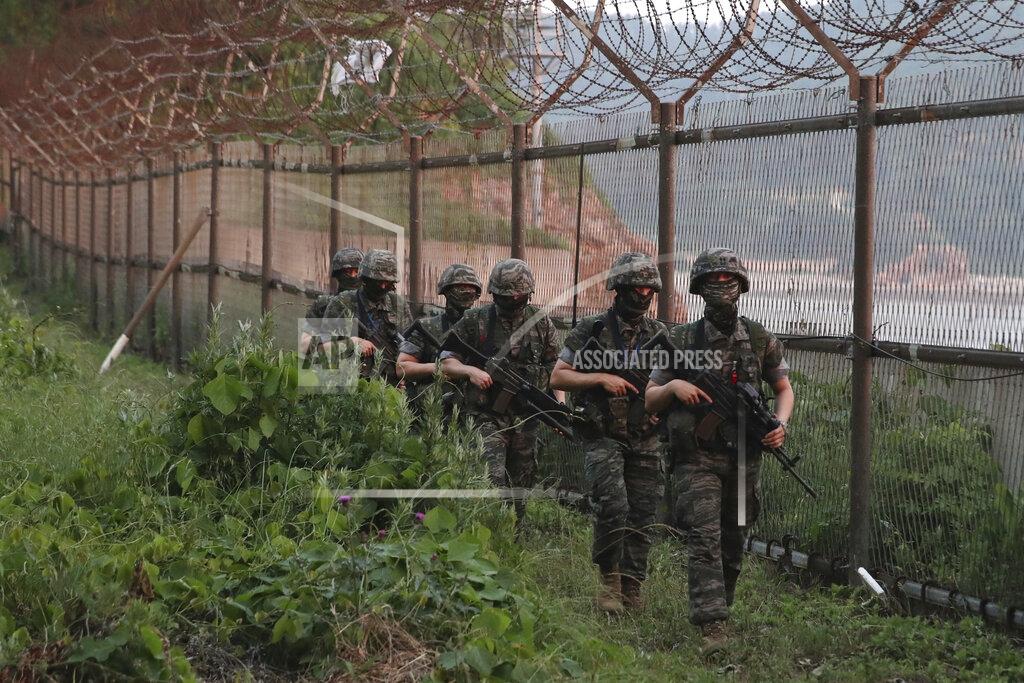Kim In-Chul South Korean Marines patrol on Yeonpyeong Island, South Korea, Tuesday, June 16, 2020. North Korea blew up an inter-Korean liaison office building just north of the heavily armed border with South Korea on Tuesday in a carefully choreographed display of anger that sharply raises tensions on the Korean Peninsula and puts pressure on Washington and Seoul amid deadlocked nuclear diplomacy. (Kim In-chul/Yonhap via AP)