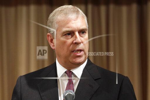 FILE - In this Sept. 30, 2013, file photo, Britain's Prince Andrew, the Duke of York, speaks during the opening session of the Japan-UK security cooperation conference in Tokyo. A 2008 settlement agreement that a lawyer for Prince Andrew says would protect him against claims that he sexually abused an American when she was 17 can remain secret, a New York judge ruled Wednesday, Oct. 27, 2021. (AP Photo/Shizuo Kambayashi, File)