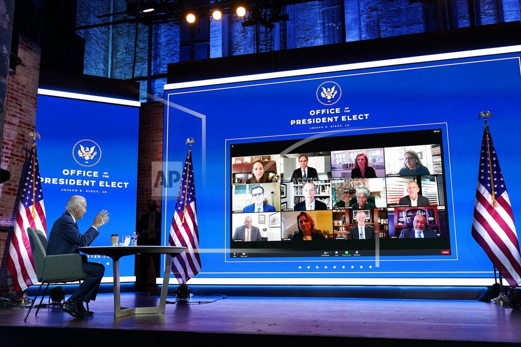 FILE - In this Nov. 17, 2020, file photo President-elect Joe Biden attends a national security briefing at The Queen theater in Wilmington, Del. (AP Photo/Andrew Harnik, File)