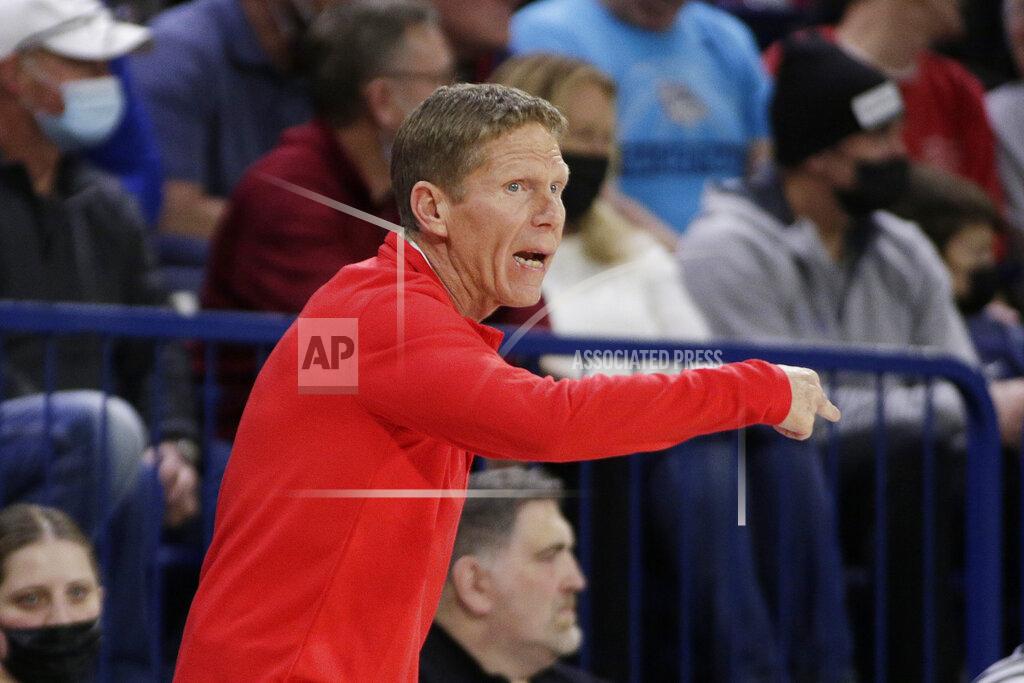 Young Kwak Gonzaga head coach Mark Few directs his team during the first half of an NCAA college basketball game against Merrimack, Thursday, Dec. 9, 2021, in Spokane, Wash. (AP Photo/Young Kwak)