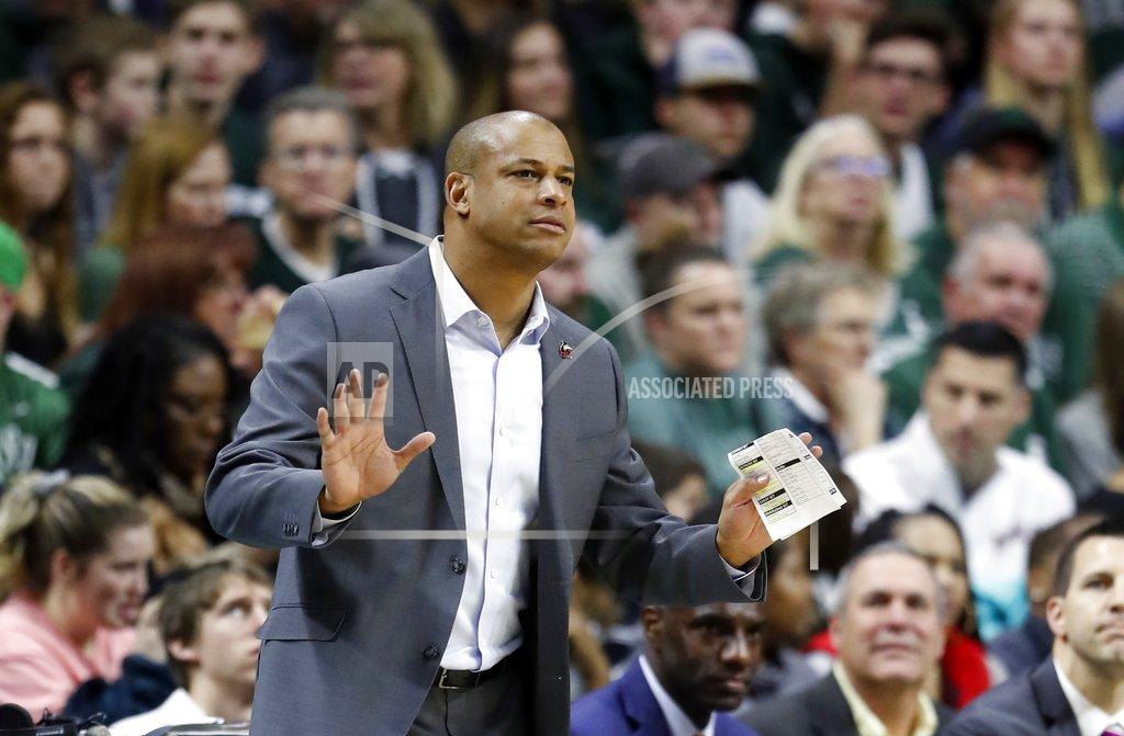 Carlos Osorio Northern Illinois head coach Mark Montgomery on the sidelines during the second half of an NCAA college basketball game against Michigan State, Saturday, Dec. 29, 2018, in East Lansing, Mich. (AP Photo/Carlos Osorio)