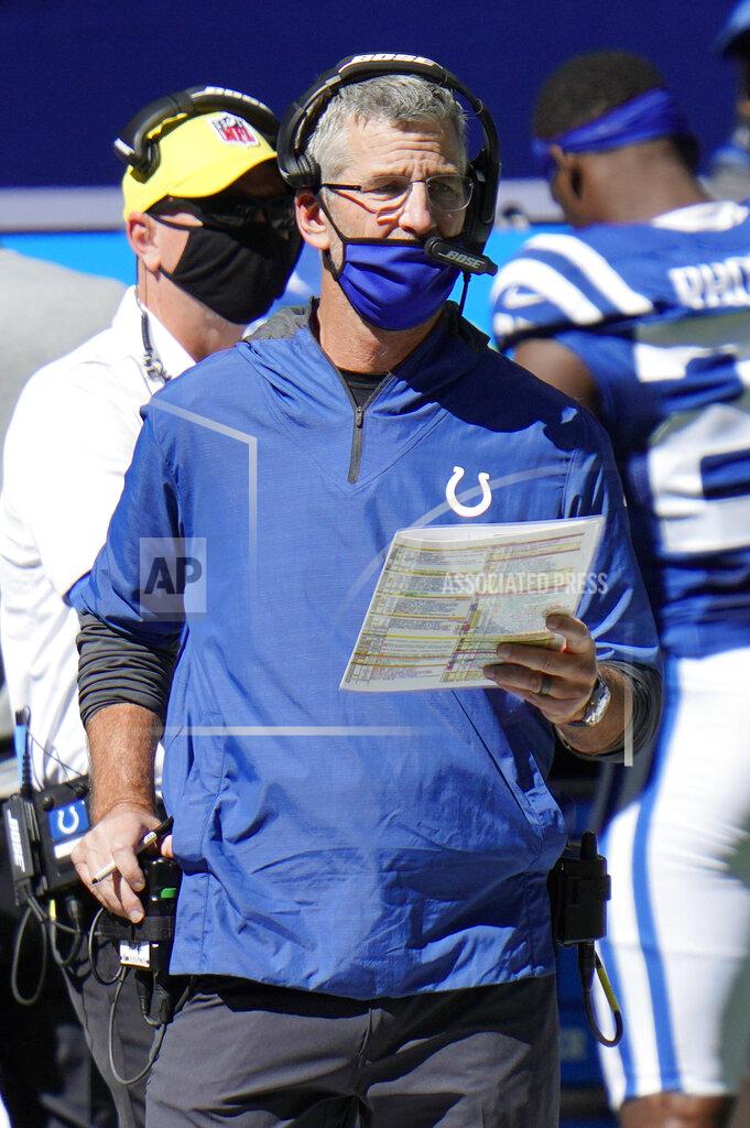Aj Mast Indianapolis Colts head coach Frank Reich watches during the second half of an NFL football game against the Minnesota Vikings, Sunday, Sept. 20, 2020, in Indianapolis. (AP Photo/AJ Mast)