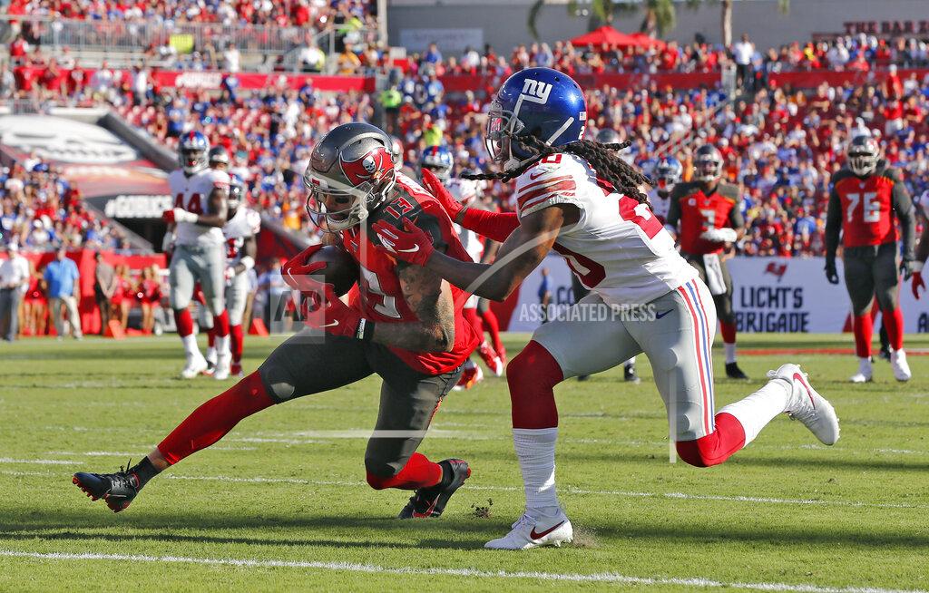Mark Lomoglio Tampa Bay Buccaneers wide receiver Mike Evans (13) beats New York Giants cornerback Janoris Jenkins (20) to the endzone to score his third touchdown during the first half of an NFL football game Sunday, Sept. 22, 2019, in Tampa, Fla. (AP Photo/Mark LoMoglio)