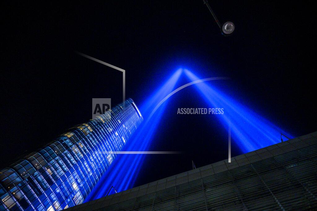Brittainy Newman The annual "Tribute in Light" shines into the sky on the 20th anniversary of the Sept. 11, 2001 attacks on Saturday, Sept. 11, 2021, in New York. (AP Photo/Brittainy Newman)