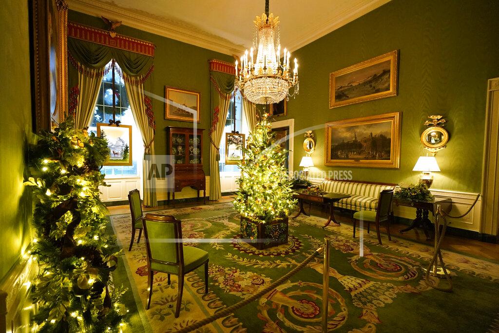 Patrick Semansky The Green Room of the White House is decorated during the 2020 Christmas preview, Monday, Nov. 30, 2020, in Washington. (AP Photo/Patrick Semansky)