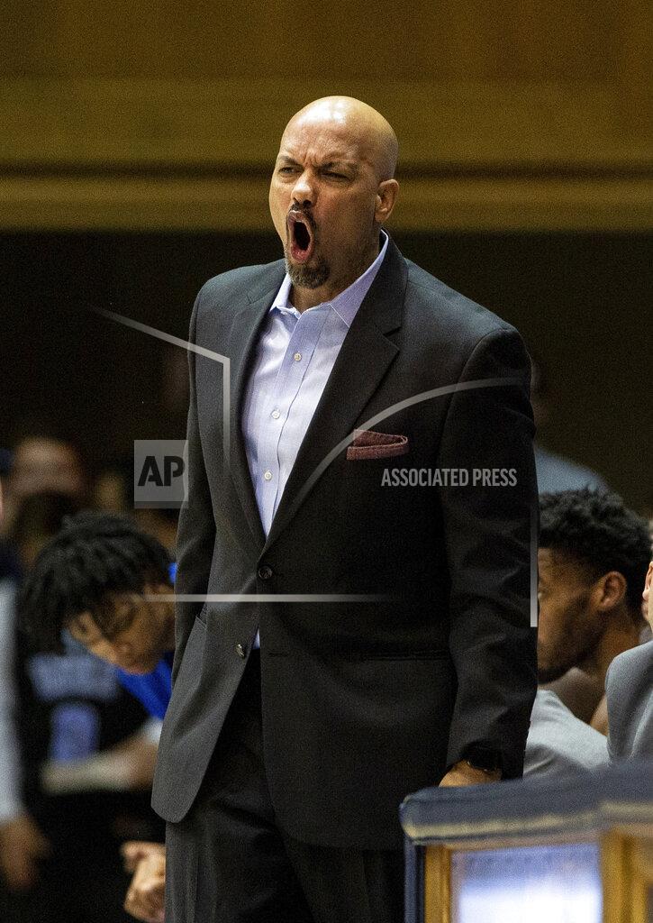 Ben Mckeown Georgia State coach Rob Lanier shouts during the first half of the team's NCAA college basketball game against Duke in Durham, N.C., Friday, Nov. 15, 2019. (AP Photo/Ben McKeown)