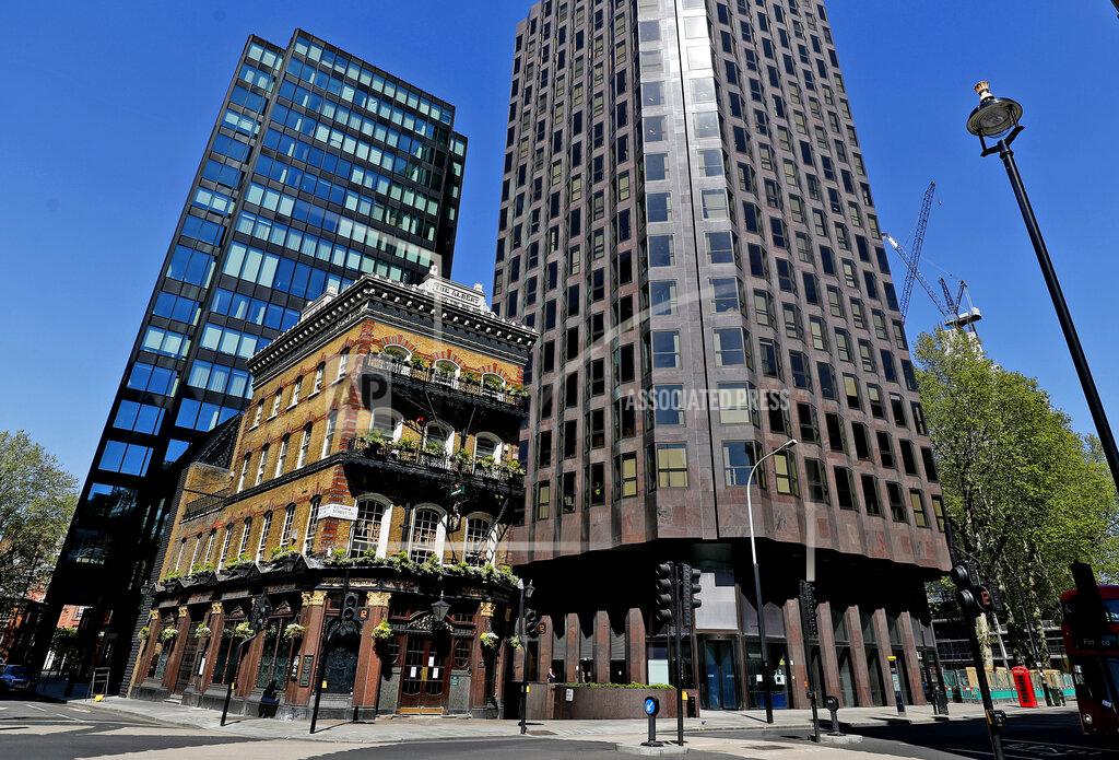 Frank Augstein Empty streets around the Albert pub in central London, Wednesday April 22, 2020, as the lockdown in Britain continues due to the coronvirus pandemic. (AP Photo/Frank Augstein)