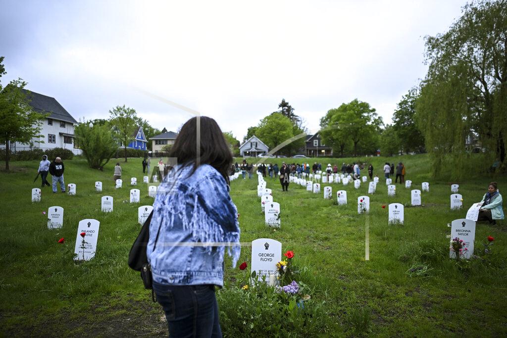 Aaron Lavinsky Angela Harrelson, aunt of George Floyd, arrives at the 'Say Their Names' cemetery Wednesday, May 25, 2022, in Minneapolis. The intersection where Floyd died at the hands of Minneapolis police officers was renamed in his honor Wednesday, among a series of events to remember a man whose killing forced America to confront racial injustice. (Aaron Lavinsky/Star Tribune via AP)