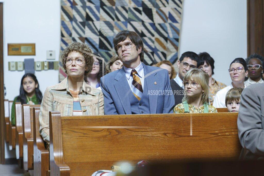 Tina Rowden This image released by Hulu shows, foreground from left, Jessica Biel, Timothy Simons, Aven Lotz and Dash McCloud in the series "Candy." (Hulu via AP)