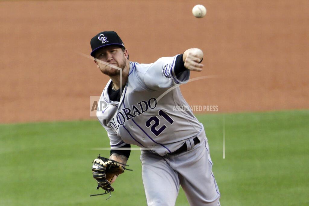 Alex Gallardo Colorado Rockies starting pitcher Kyle Freeland throws to a Los Angeles Dodgers batter during the first inning of a baseball game in Los Angeles, Saturday, Aug. 22, 2020. (AP Photo/Alex Gallardo)